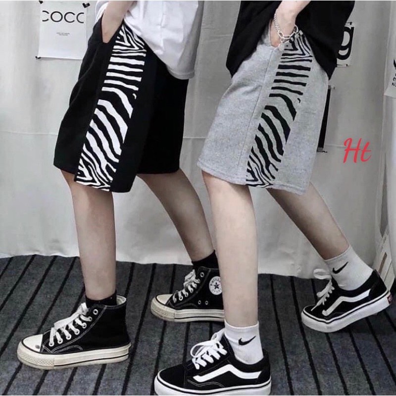 quần đùi ngố viền vằn cho nam nữ Ht