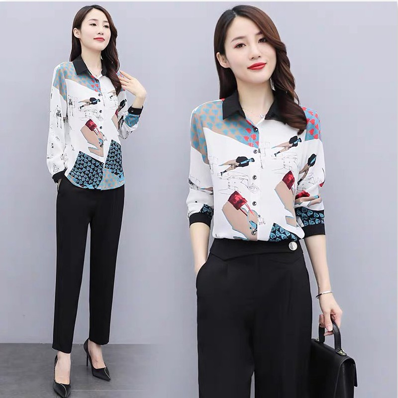 ÁO SƠ MI KIỂU NỮ PHỐI HỌA TIẾT THANH LỊCH SANG TRỌNG