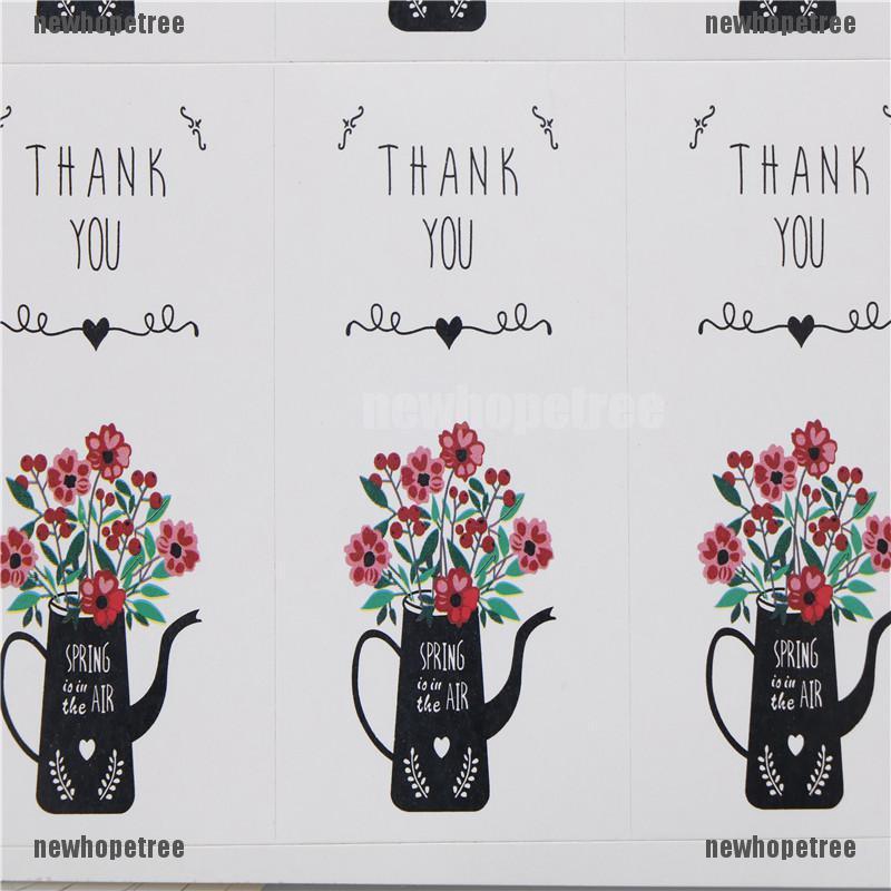 60 sticker in chữ Thank you với họa tiết hoa xinh xắn