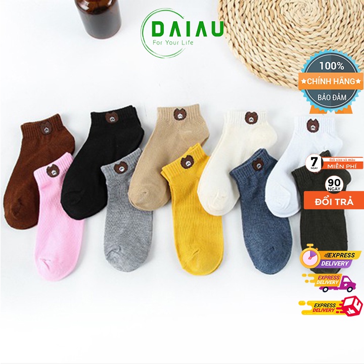 Tất Gấu Nữ  Cổ Ngắn Chất Cotton Thoáng Mát Phong Cách Hàn Quốc Đẹp 10 Màu COMBO 5 Đôi TG10 | BigBuy360 - bigbuy360.vn