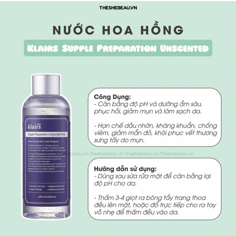 Nước hoa hồng Klairs Supple Preparation Toner