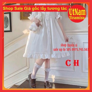 (HÀNG SẴN) VÁY BABY DOLL TRẮNG PHONG CÁCH LOLITA CỔ BẺ NƠ TAY🎎 VÁY CÔNG CHÚA DỰ TIỆC SIÊU XINH  ĐẦM DÁNG DÀI