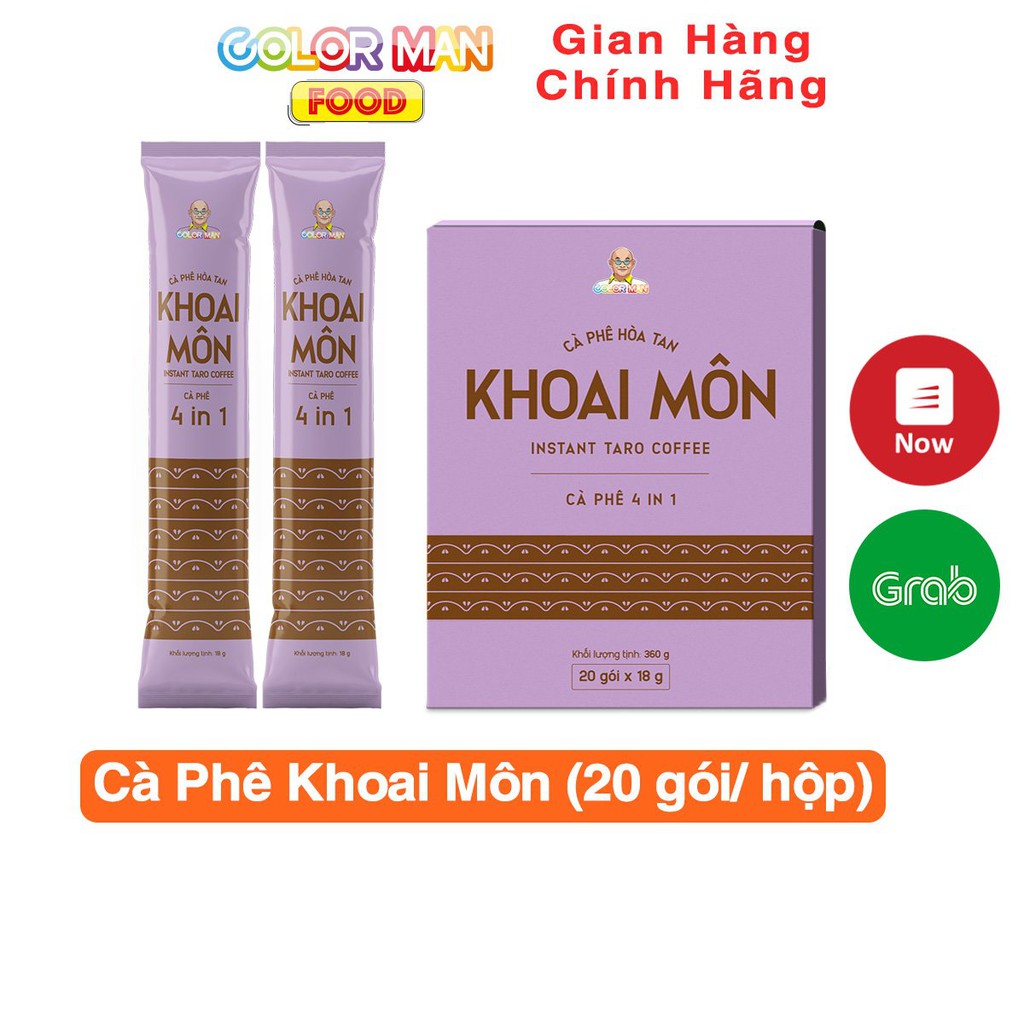 Cà Phê Khoai Môn Color Man set 20 gói với hương thơm khoai môn béo ngậy hòa quyện với hương vị cà phê đặc trưng