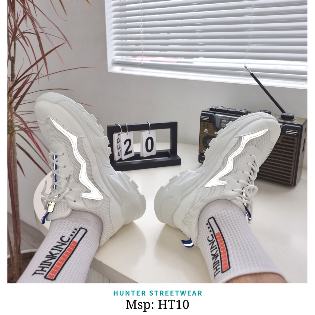 Giày Nam 5cm - Trắng - Phản Quang HT10 - Full size 39-44《HÌNH TẠI SHOP》