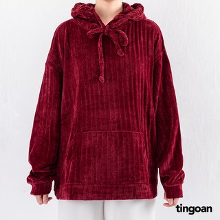 Áo hoodie len nhung tăm mũ sun đỏ đậm tingoan SOFIA HOODIE/DR ( có túi bụng)