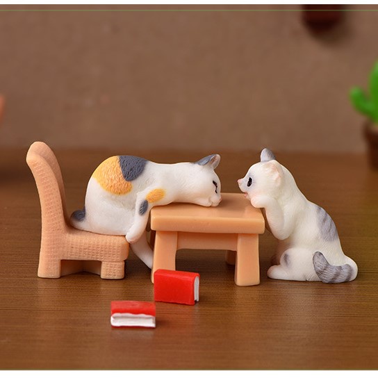 Tiểu cảnh mini mèo mướp dễ thương phụ kiện trang trí chậu cây sen đá,xương rồng,làm móc khóa,bánh kem,quà tặng sinh nhật