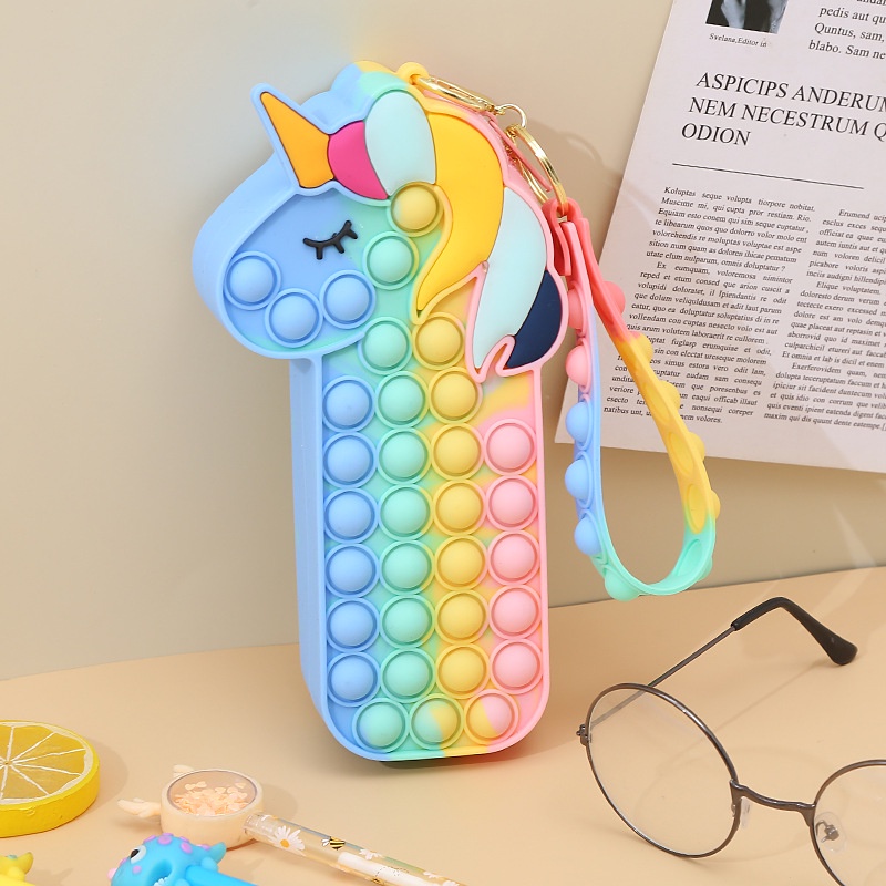 Túi đựng bút thiết kế đồ chơi nhấn bóng khí silicone gọn gàng đi học làm quà tặng cho trẻ em