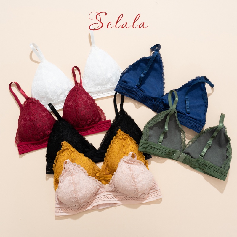 Áo Bra Selala Ren Hoa Cúc Không Gọng Đệm Mỏng BR16