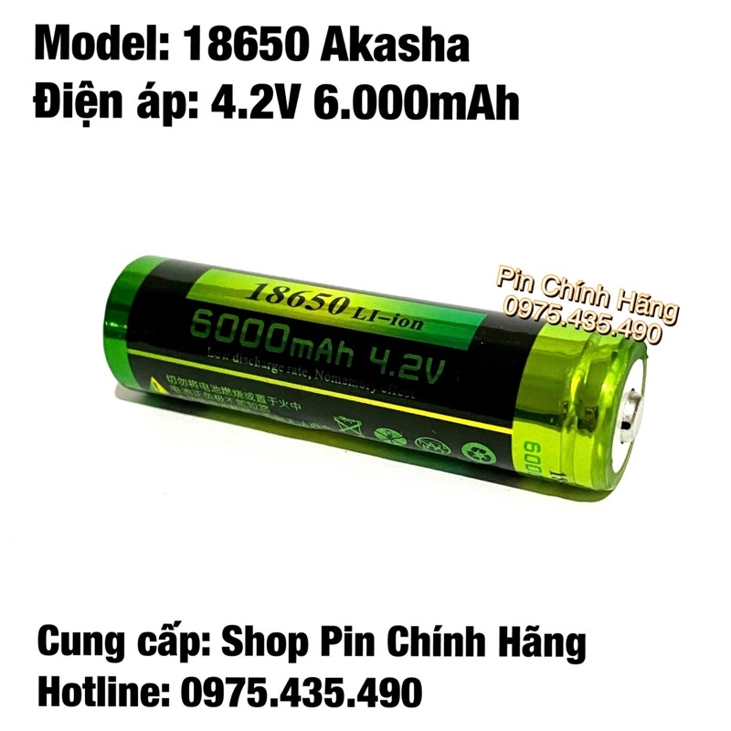 Pin 18650 AKASHA Li-ion 4.2V 6.000mAh Cell Pin Laptop - Hàng Nhập Khẩu