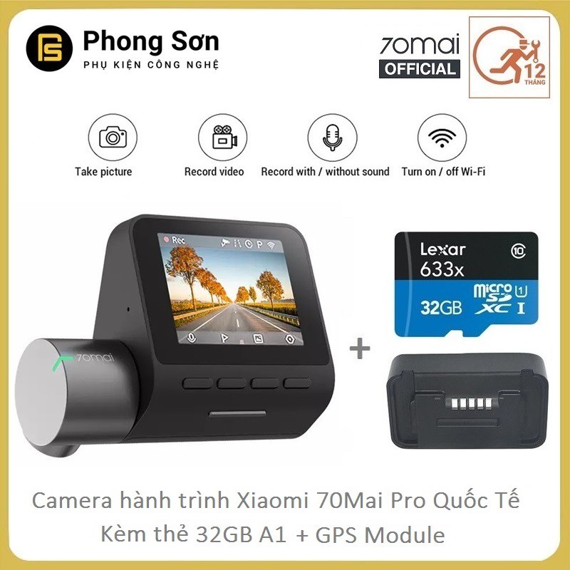 Camera hành trình Xiaomi 70mai Dash Camera Pro + Kèm 32GB A1 Lexar + Module GPS