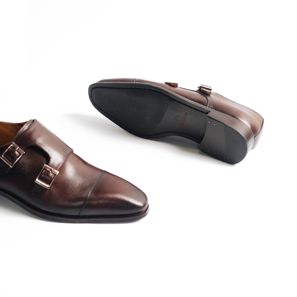 [Mã LT200 giảm 200K đơn 699K] Giày Tây Cao Cấp DOUBLE MONK STRAP - Da Bò Ý Lót Trong Da Bò Mộc - Thương hiệu Be Classy