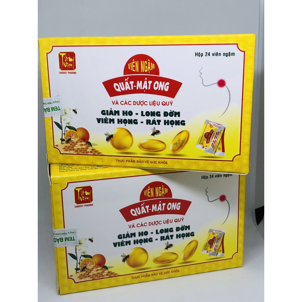 Viên ngậm QUẤT MẬT ONG hộp 24 viên - Giảm ho, long đờm, giảm viêm họng, rát họng