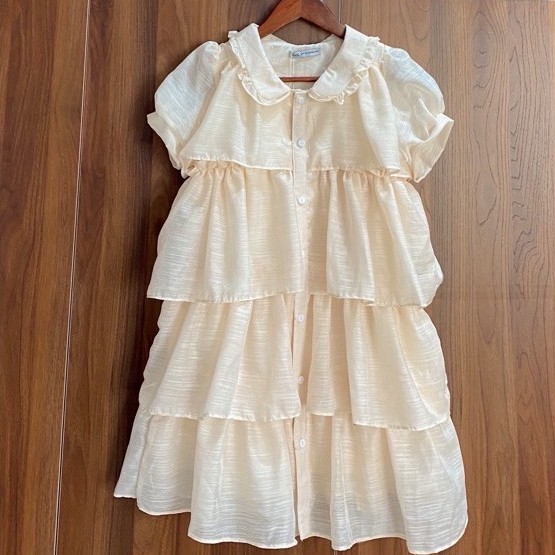 Đầm/Váy babydoll voan tơ cổ sen nude nhiều tầng [Kèm ảnh thật] | BigBuy360 - bigbuy360.vn