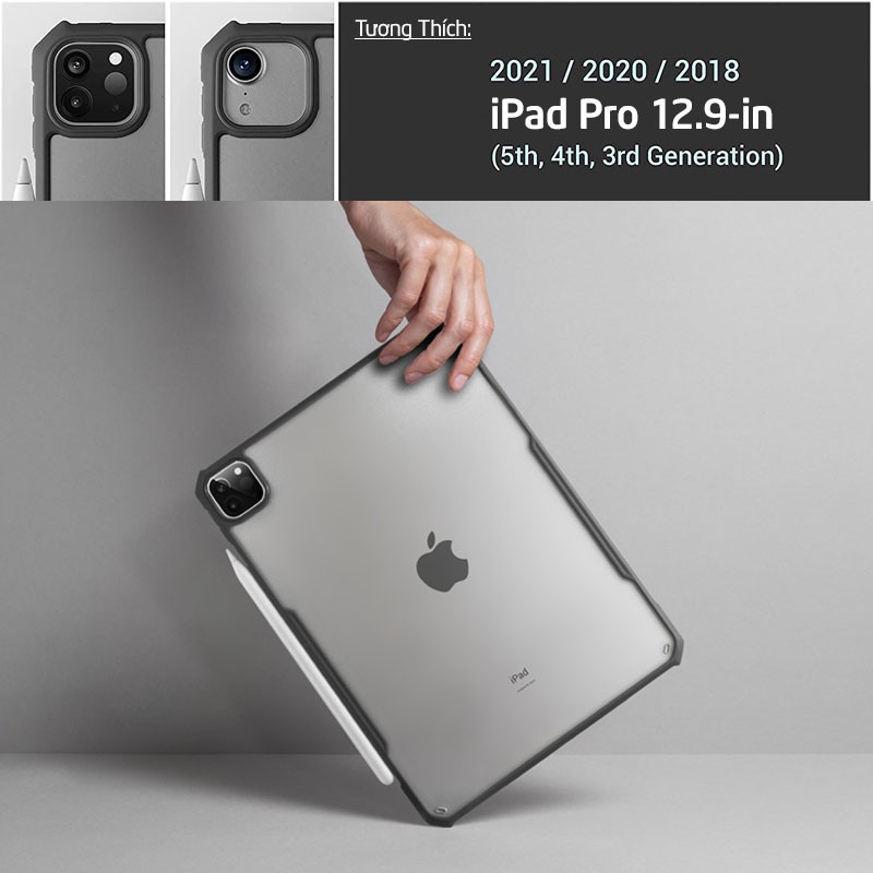 Ốp lưng XUNDD iPad Pro 12.9-in ( 2021 / 2020 / 2018 ) Viền TPU chống sốc, Mặt lưng trong