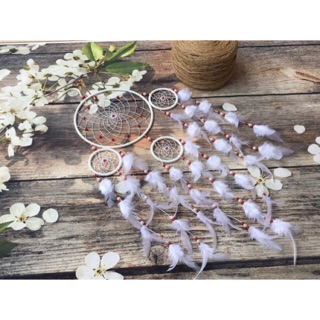 Dreamcatcher Trắng ( Vòng to = 20cm , vòng bé = 8cm , chiều dài 80cm )