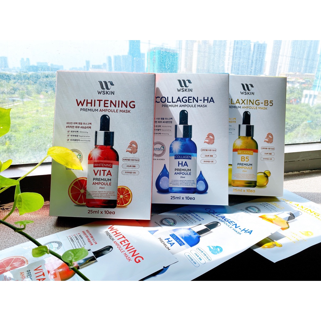 Mặt Nạ Dưỡng Trắng, Ngừa Nám, Da Dầu Mụn &amp; Nâng Cơ Dành Cho Da Lão Hoá Wskin Collagen - HA
