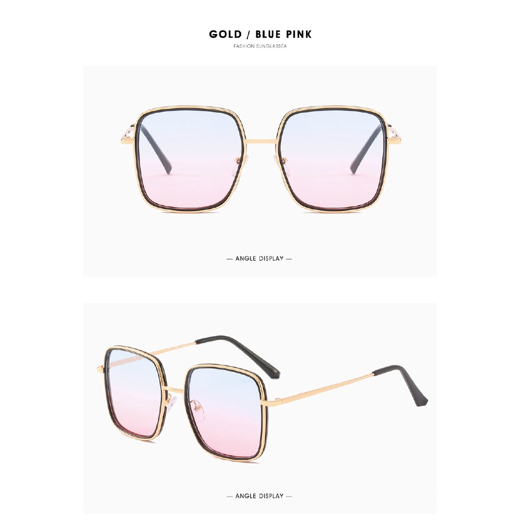 Kính mát thời trang mới khung lớn kim loại dành cho nam nữ