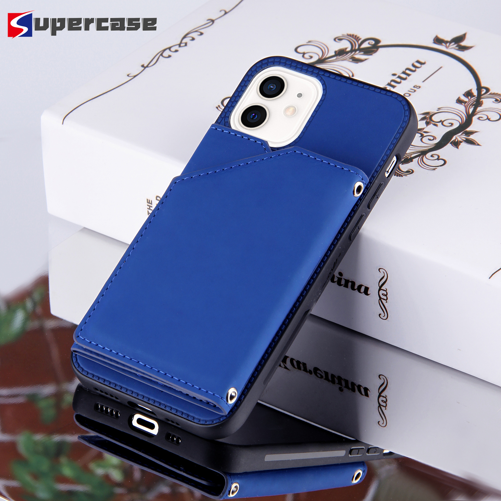 Ốp điện thoại mềm bằng da màu trơn tích hợp ví đựng thẻ cho iPhone 12 Mini 11 Pro XS Max XR X | BigBuy360 - bigbuy360.vn