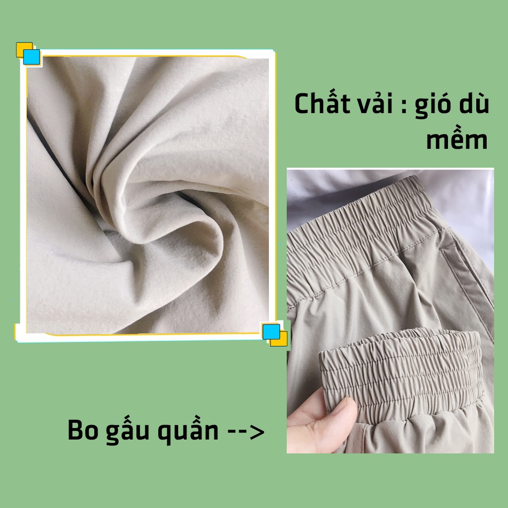 Quần jogger túi hộp nữ thể thao from rộng vải gió dù Hàn Quốc co giãn phong cách quần thể thao nữ bo gấu tập nhảy