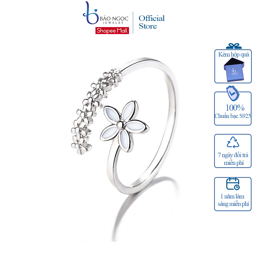 Nhẫn Bạc Nữ 925 Cá Tính Dành Cho Nữ, Hình Cánh Hoa Freesize - N2452 - Bảo Ngọc Jewelry | shopeetramty