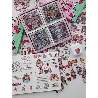 Sticker dán hình 2d trang trí hộp bút bình nước điện thoại laptop xinh xắn cho bé