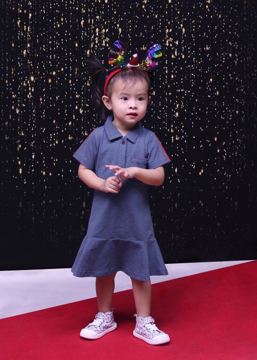 Đầm bé gái thun xanh lam Jadiny