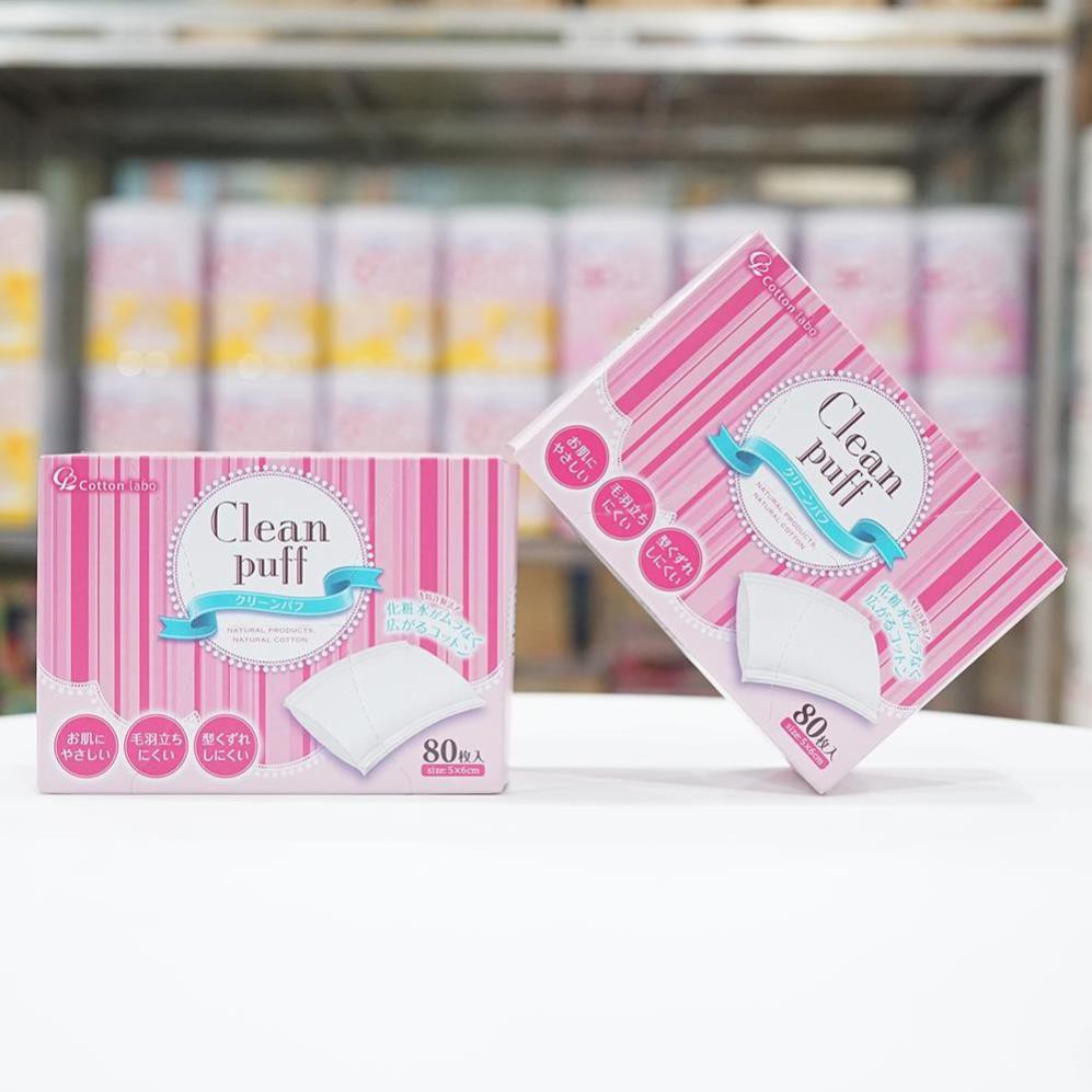 Bông tẩy trang Clean Puff cao cấp số 1 Nhật Bản 80 miếng | BigBuy360 - bigbuy360.vn