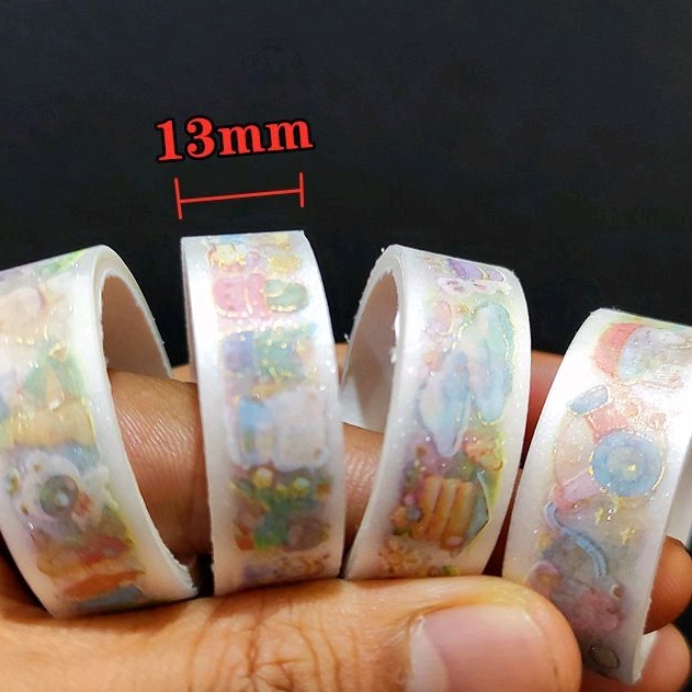 Hộp 4 cuộn washi nhũ ánh kim lấp lánh trang trí