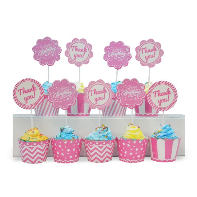 Set 6 tag quấn cupcake và 6 tem cắm