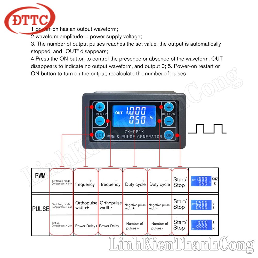 Bộ Phát Xung Vuông ZK-PP1K 1Hz-150KHz