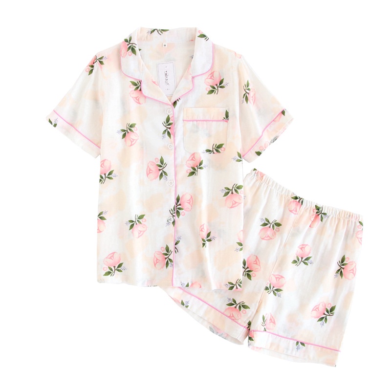 Đồ bộ ngủ mùa hè dễ thương vải xô thoáng mát ❤ Pijama hè Nụ Hoa - Freeship - IVY396