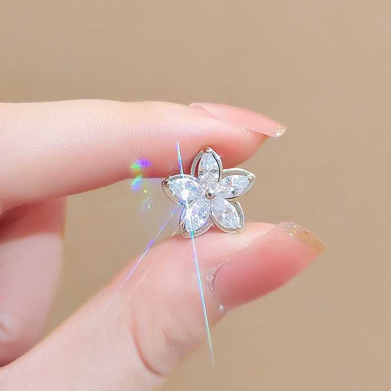 [Jiudolan] Ghim Cài Cổ Áo Nhỏ Năm Cánh Đính Đá Zircon Tinh Tế Chống Chói Mắt Phong Cách Hàn Quốc Cho Nữ