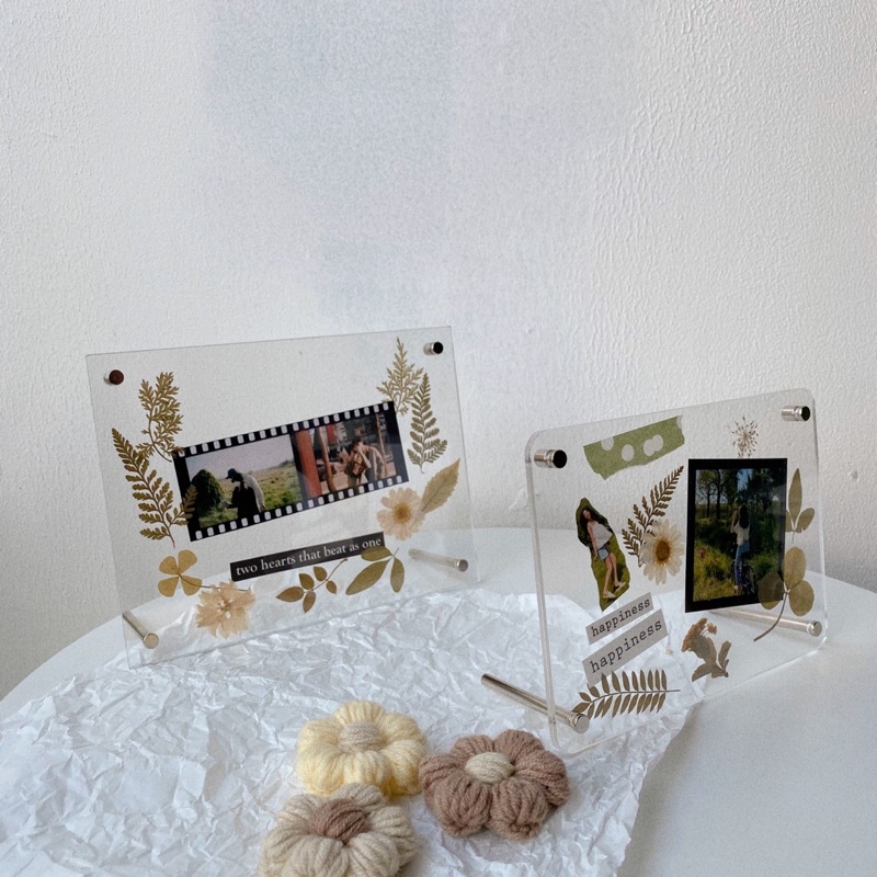 KHUNG ẢNH ACRYLIC - khung ảnh trong suốt in ảnh theo yêu cầu made by lapthucollection decor hoa lá ép khô