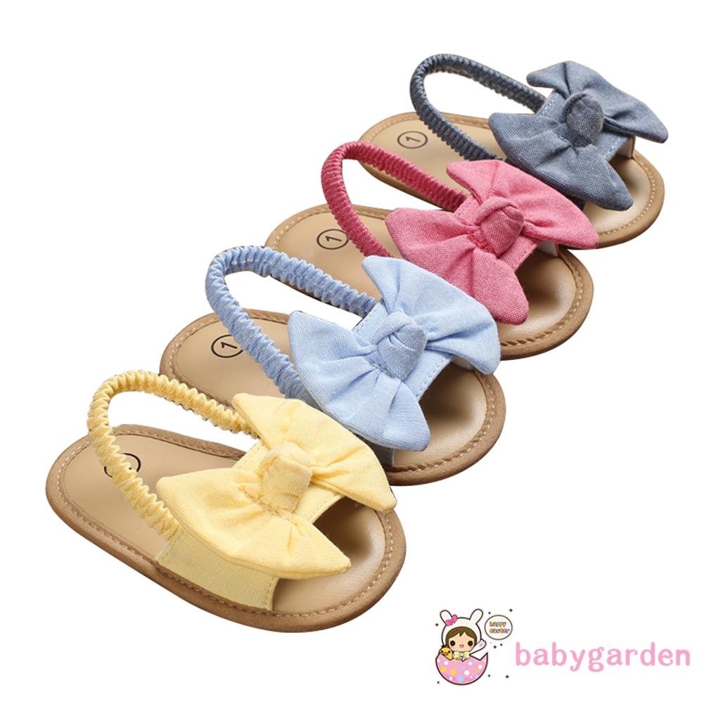 Giày Sandal Quai Dán Đính Nơ Thời Trang Cho Bé Gái Dễ Thương