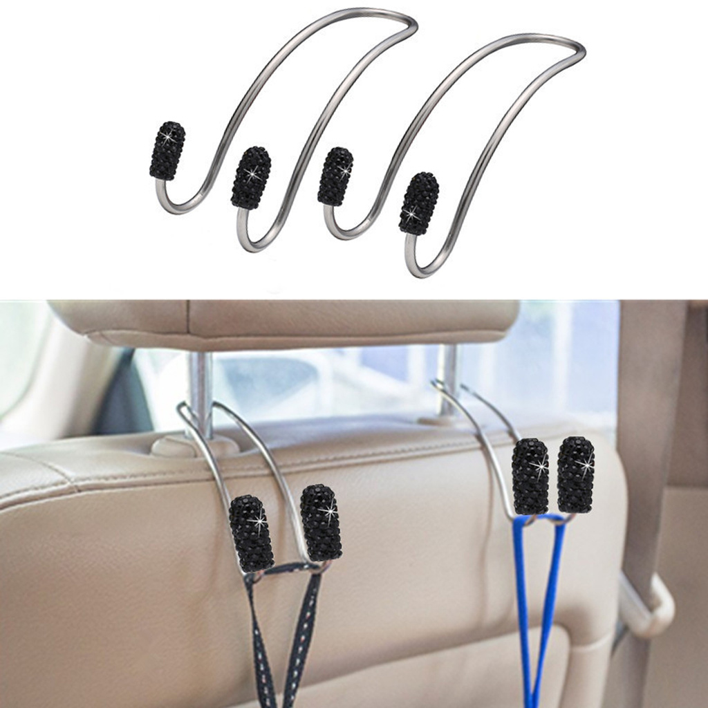 BOLILISHP 2Pcs Car Hooks Stainless Steel Multifunction Hangers Auto Backseat Storage Hooks Seat Back Organizer