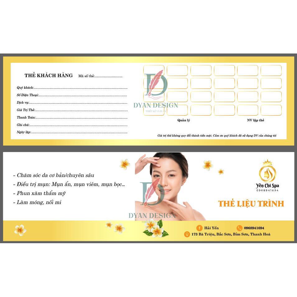In thẻ liệu trình, thẻ bảo hành, thẻ khách hàng cho Spa, thẩm mỹ viện, Salon tóc