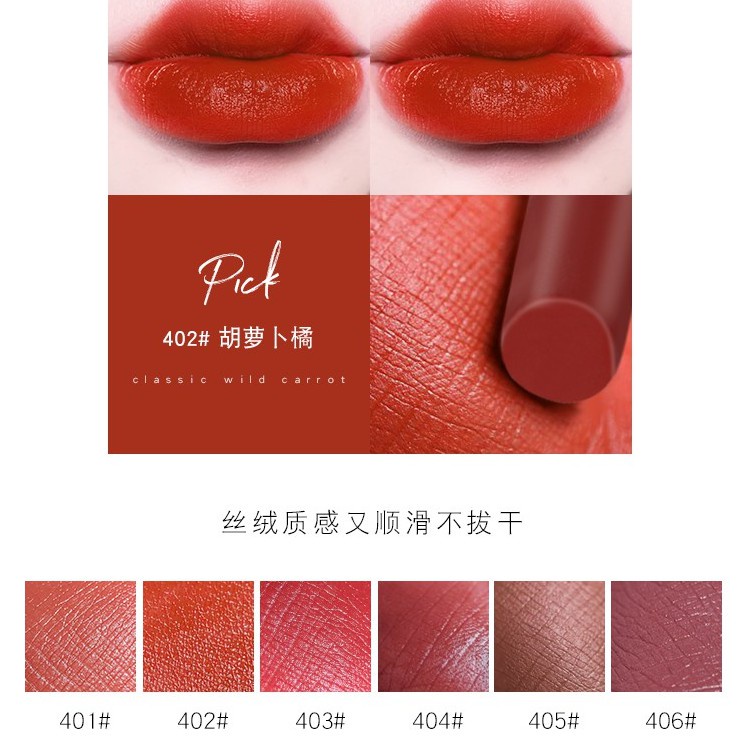 Son môi Pudaier dạng mousse lì 6 màu tùy chọn thiết kế vỏ trong suốt 40g