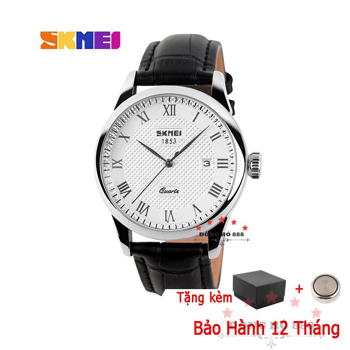 Đồng hồ nam Skmei máy Nhật dây da chống ghỉ chống nước chống xước mặt tròn 38mm lịch ngày có hộp tặng pin bảo hành 9058