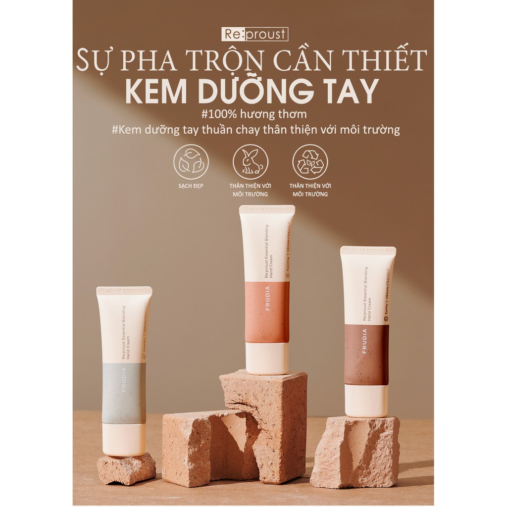 [Mã FMCGMALL - 8% đơn 250K] [TẶNG 66K]Kem dưỡng tay Frudia Re:proust Essential Blending Handcream Earthy 50g