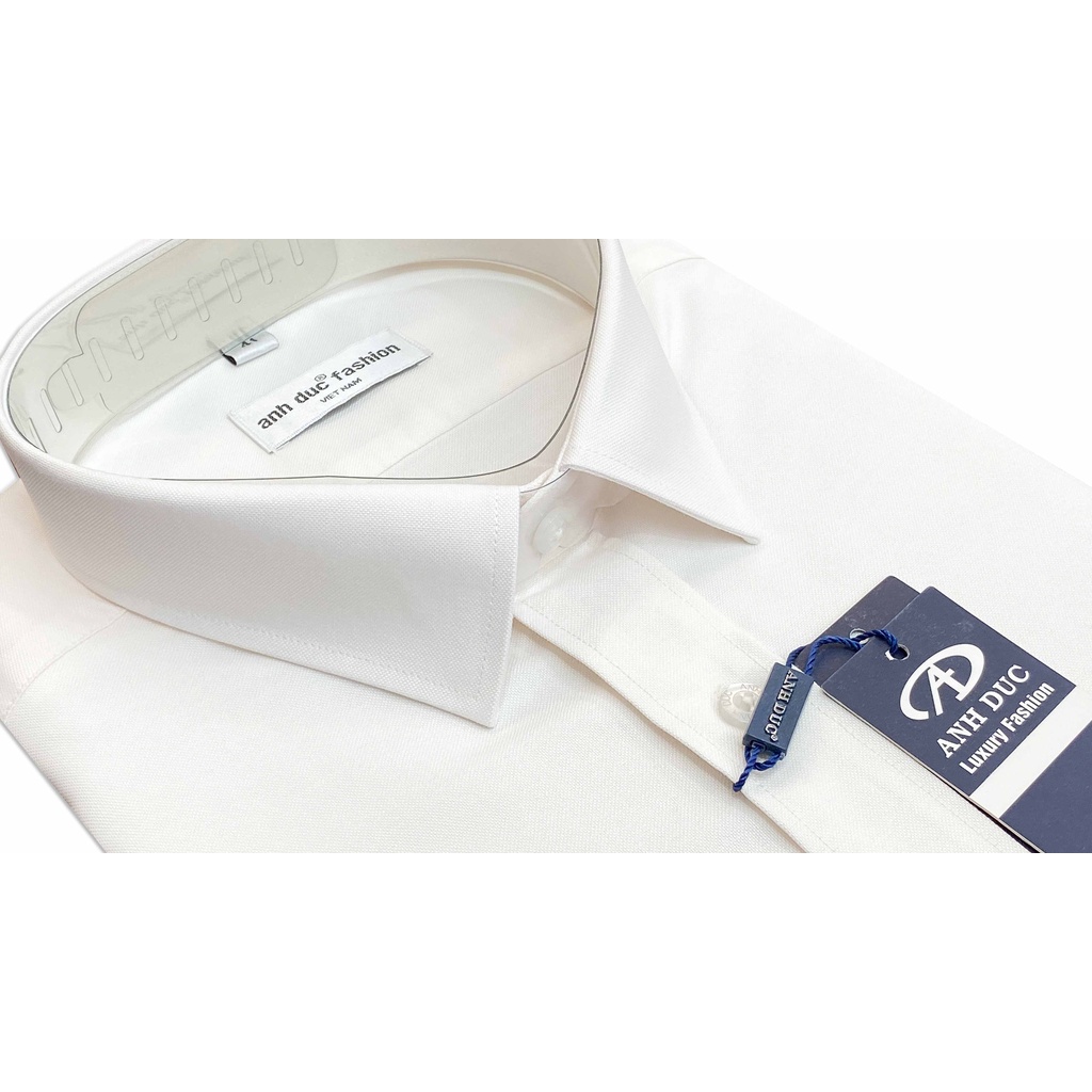 Anh Đức - Áo Sơ Mi Nam Tay Ngắn Vạt Ngang | Trắng Kem