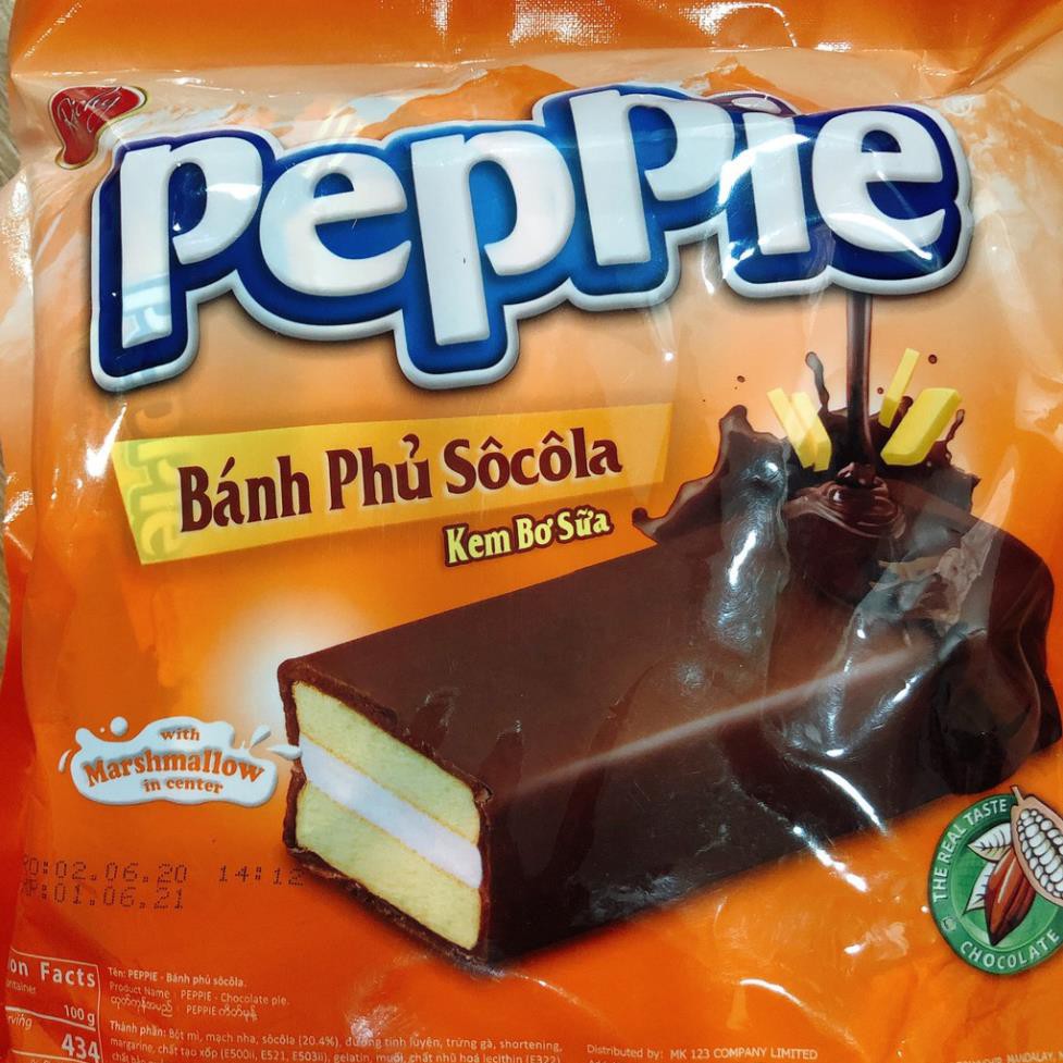 Bánh phủ socola kem bơ sữa Peppie gói 216g