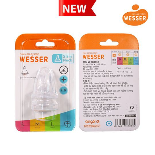 Núm vú Wesser Cổ hẹp size +
