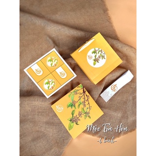 Hộp đựng bánh trung thu mộc trà hoa 4 bánh