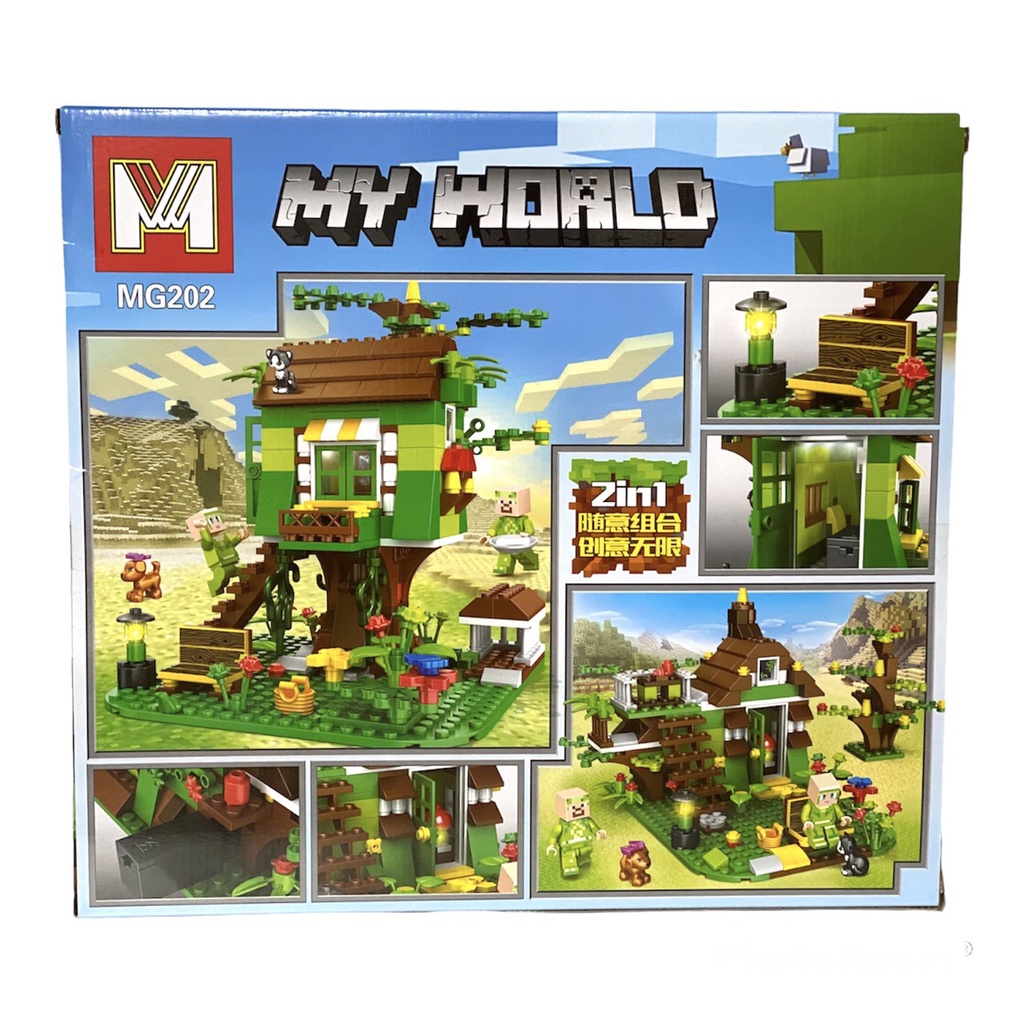 Lego lắp ráp My World ngôi nhà MG202 2in1 nhà thú cưng 392pcs và xếp hình ngôi làng No.63104 6in1 với 375pcs
