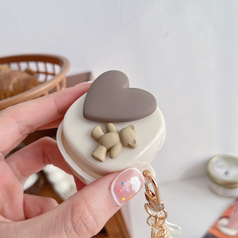 Vỏ bảo vệ hộp sạc tai nghe không dây Baseus Encok WM01 TWS WM01 họa tiết trái tim/nơ đáng yêu có móc khóa trang trí