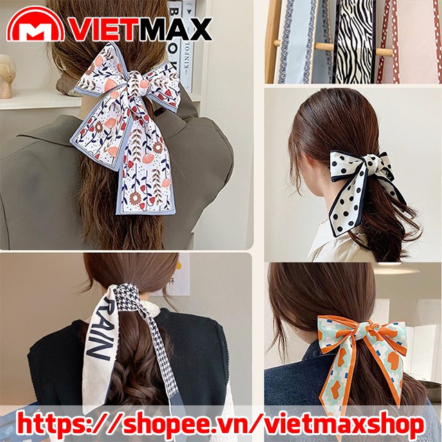 🎁 Khăn Lụa Turban 100x8 cm Họa Tiết Sang Trọng Quàng Cổ Buộc Tóc Phong Cách Hàn Quốc