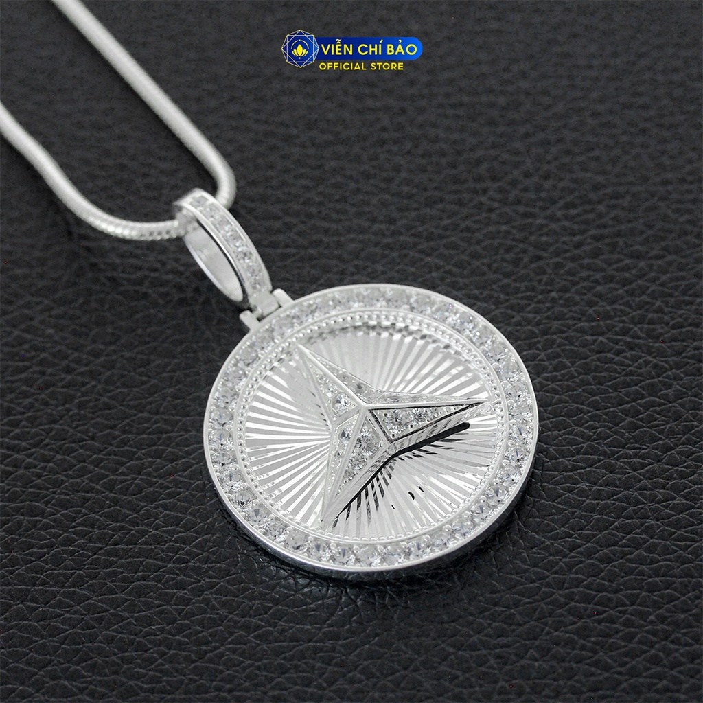 Mặt dây chuyền nam mercedes đính đá chất liệu bạc 925 thời trang phụ kiện trang sức Viễn Chí Bảo M300328