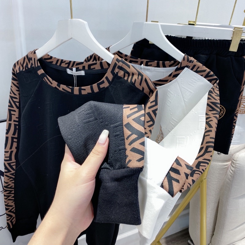 Set Bộ Xốp Viền FD Áo Dài Tay  Quần Sooc Có Logo