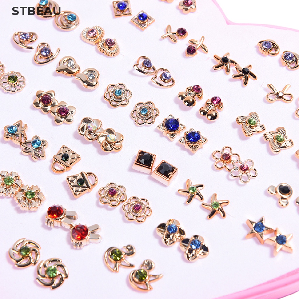 Set 36 Đôi Khuyên Tai Hình Hoa Đính Đá Thời Trang Cho Nữ