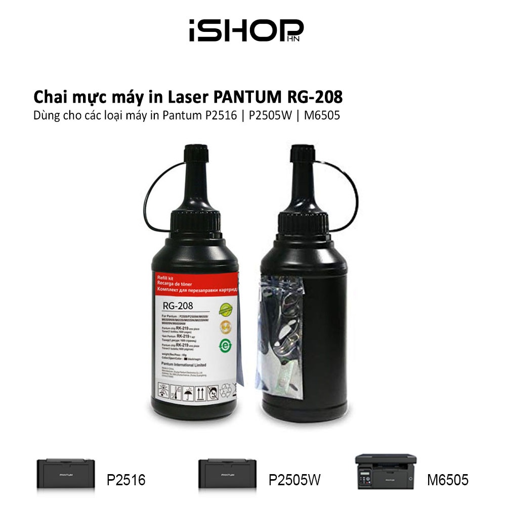 Chai mực máy in Laser PANTUM RG-208, sử dụng cho máy in P2516, P2505W, M6505